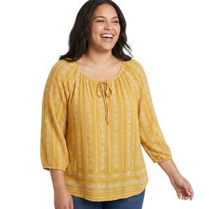 Fred David Boho Peasant Blouse With Geometric Pattern